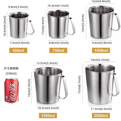 Ca định lượng có vạch CNC dõ nét Inox sus 304 cao cấp ( Ca đong nhiều size )