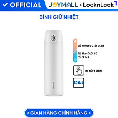 Bình Giữ Nhiệt LocknLock Featherlight One-touch Tumbler màu trắng LHC3257WHT 500ml - Hàng chính hãng, nắp bật tiện lợi - JoyMall
