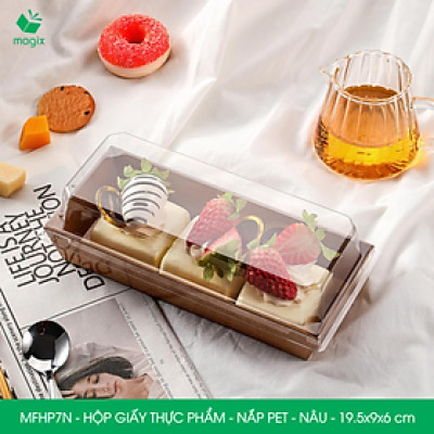 MFHP7N - 19.5x9x6 cm - 50 hộp giấy nắp PET kraft nâu đựng thực phẩm, thức ăn mang đi