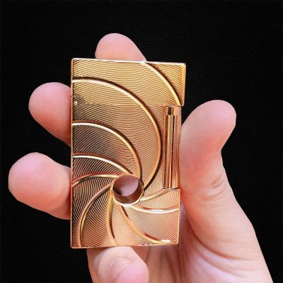 Vỏ Hột Quẹt Bật Lửa Gas Đá Upon 007 Limited Edition D117V Đục Lỗ Màu Vàng Dòng 3 Ligne Cực Hiếm - Dùng Gas Đá Cao Cấp