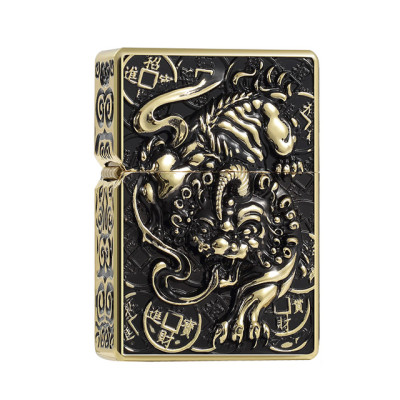 Vỏ Hột Quẹt Bật Lửa Đẹp Độc Lạ Zorro Z-KJ1003D Màu Vàng Cổ Họa Tiết Kì Lân 3D Nổi - dùng xăng bấc đá cao cấp