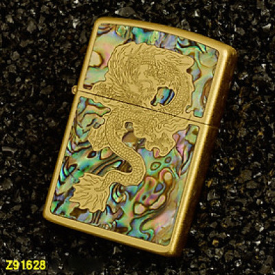 Vỏ Hột Quẹt Bật Lửa Xăng Đá Zorro Z91628 Khảm Trai Họa Tiết Hình Rồng Đẹp Độc Lạ