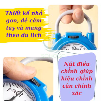 Cân móc lò xo mini đa năng -Cân treo cơ học cầm tay 10kg -Cân lò xo du lịch tiện lợi