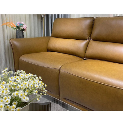 Sofa chỉnh điện 100% da bò Italy Tundo màu vàng – SFBDCT01 2m7 hàng cao cấp chuẩn da bò nhập khẩu Ý