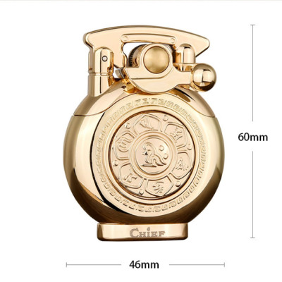 Vỏ Hột Quẹt Bật Lửa Xăng Đá Chief CF208 Thiết Kế Họa Tiết Hoa Sen Đẹp Độc Lạ - Dùng Xăng Bấc Đá Cao Cấp