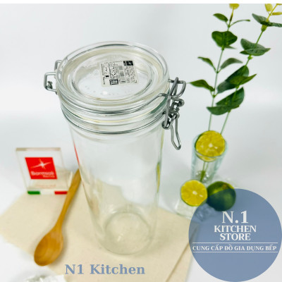 Hũ thủy tinh nắp cài kín hơi đựng mì ý Fido 1360ml - Bormioli Rocco Ý -  Hàng chính hãng