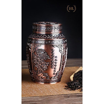 Lọ đựng chè hoa văn cổ 4 mùa | Lọ chè hợp kim đồng size To | LỌ ĐỰNG TRÀ SIZE TO | LỌ TRÀ TỨ QUÝ