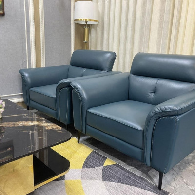Combo ghế sofa băng da bò Italy Juno sofa màu xanh SFBCT06 2m4/1m1 hàng cao cấp chuẩn da bò nhập khẩu Ý