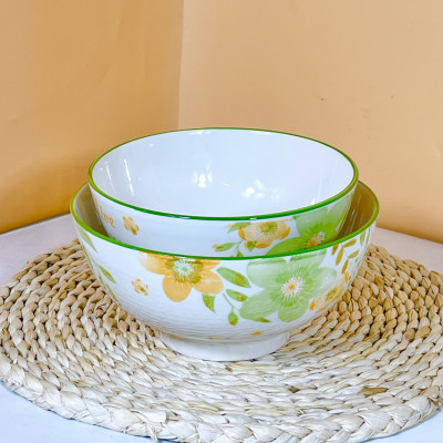 Bộ Bát Đĩa Cao Cấp Gosu Phong Cách hoa xanh mùa hạ hạnh phúc, họa tiết sắc nét độc đáo