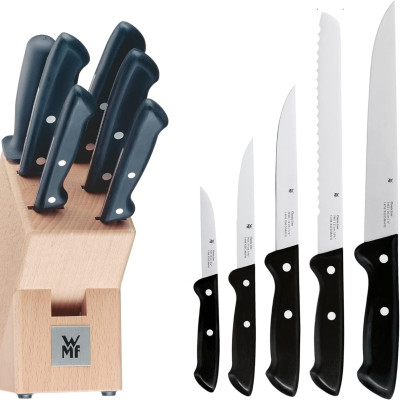 Bộ Dao Bếp 7 Món WMF Classic Line Chất Liệu Thép Không Gỉ, Giá Cắm Gỗ, Có Mài Dao - 1874706030