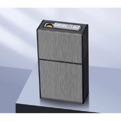 Hộp đựng 20 điếu ngắn kèm bật lửa điện đi mưa thoải mái làm quà tặng