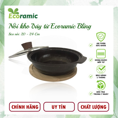 [CAO CẤP] Nồi Kho Bếp Từ Ecoramic Bling – Phủ Ceramic 6 Lớp – Đúc Nguyên Khối – Tặng Đế Lót Gỗ – Chính Hãng Ecoramic