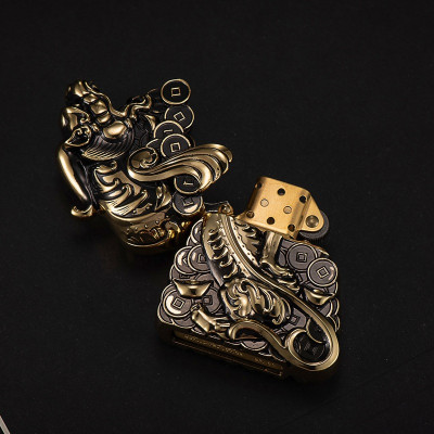 Vỏ Hộp Quẹt Bật Lửa Xăng Đá Zorro Z-KJ1014 Hình Tỳ Hưu Giữ T.iền Tài Lộc May Mắn - Nhiều Màu