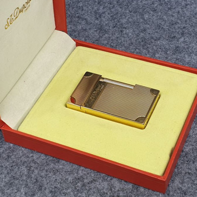 Vỏ Hột Quẹt Bật Lửa Upon D75H Họa Tiết Hình Kẻ Dọc Chặn Góc Hồng Vàng - Dùng Ga Đá Cao Cấp