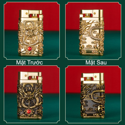 Vỏ Hột Quẹt Bật Lửa Xăng Đá Yubang YB03 Hình Rồng Cuộn 4 Mặt Nhả Ngọc Cực Đẹp