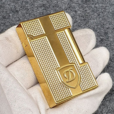 Vỏ Hột Quẹt Bật Lửa Upon Super Ô Vuông Kèm Khiên D144V Màu Vàng - Dùng Gas Đá Cao Cấp