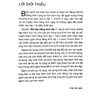 Bài Tập Bổ Trợ Smart Start - Tiếng Anh 1 - Biên Soạn Theo Giáo Trình I-Learn Smart Start