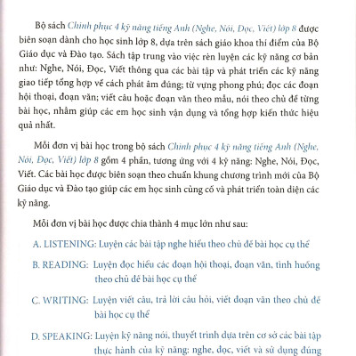 Chinh Phục 4 Kỹ Năng Tiếng Anh Nghe - Nói - Đọc - Viết Lớp 8 - Tập 1