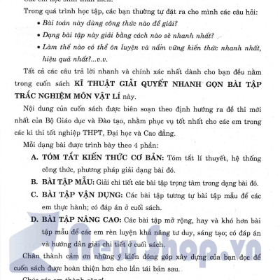 Kĩ Thuật Giải Quyết Nhanh Gọn Bài Tập Trắc Nghiệm Vật Lí (Tái Bản)