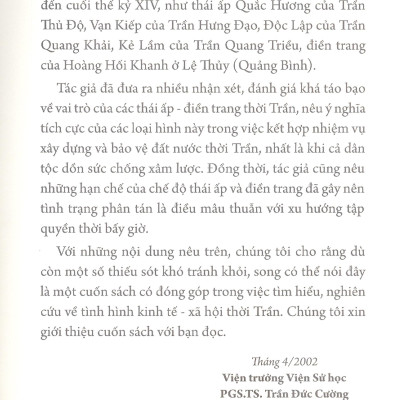 Thái Ấp - Điền Trang Thời Trần (Thế kỷ XIII - XIV)