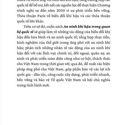 An ninh khí hậu trong quan hệ quốc tế ( sách chuyên khảo)