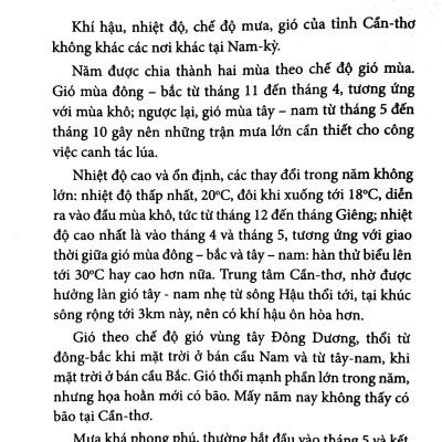 Chuyên Khảo Về Tỉnh Cần Thơ - Địa Lý Học: Tự Nhiên, Kinh Tế Và Lịch Sử Nam Kỳ (Tập X - 1904)
