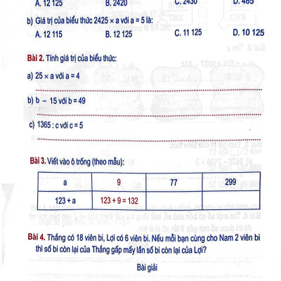 Bài Tập Toán Nâng Cao Lớp 4 - Mở Rộng Kiến Thức Sách Giáo Khoa