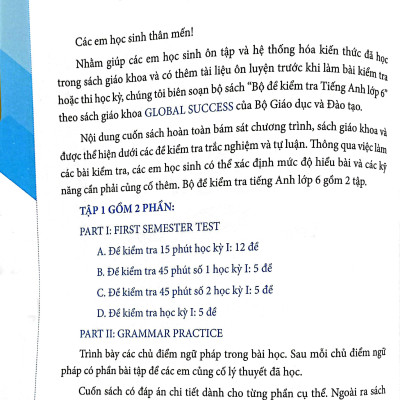 Global Success - Bộ Đề Kiểm Tra Tiếng Anh Lớp 6 - Tập 1 (Có Đáp Án)