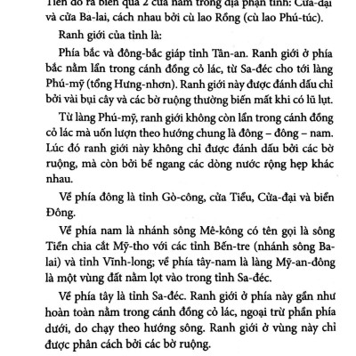 Chuyên Khảo Về Tỉnh Mỹ Tho - Địa Lý Học : TỰ NHIÊN, KINH TẾ & LỊCH SỬ NAM KỲ
