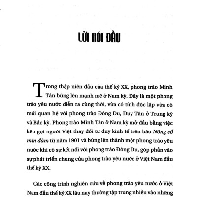 Phong Trào Minh Tân - Ở Nam Kỳ Đầu Thế Kỷ XX