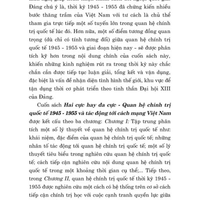 Hai cực hay đa cực quan hệ chính trị quốc tế năm 1945 - 1955 và tác động tới cách mạng Việt Nam - bản in 2024
