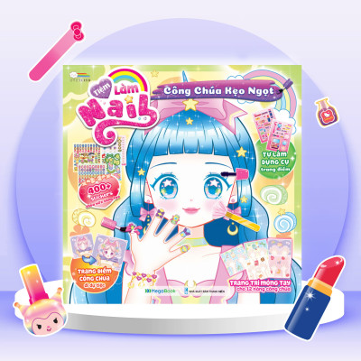 Combo 4 cuốn Tiệm Làm Nail Công chúa (1200+ stickers dễ thương) - Sách bóc dán sticker cho bé gái