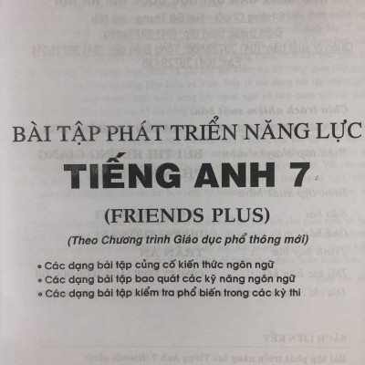 Bài Tập Phát Triển Năng Lực Tiếng Anh 7 (Dùng Kèm Friends Plus)