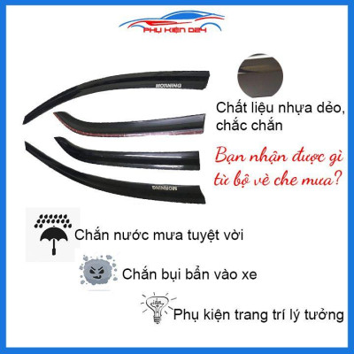 Vè mưa Kia Moring 2012-2020 vè đen che mưa bảo vệ trang trí xe
