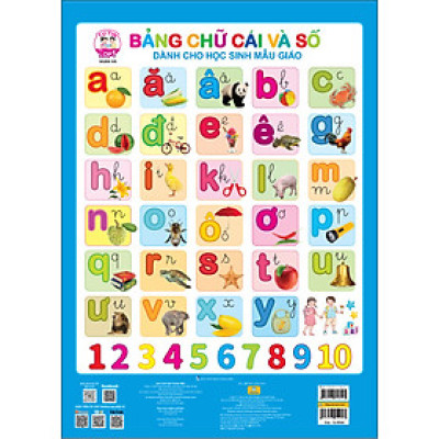 Sách - Combo 5 tờ Tranh Bảng Chữ Cái Và Số (có nẹp) - ndbooks