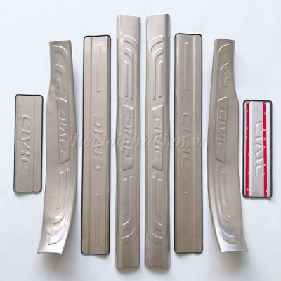 BỘ SẢN PHẨM Nẹp bước chân và ốp chống trầy cốp Honda Civic 2016-2019 - Mẫu Inox