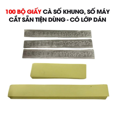 20 Bộ Giấy Cà Số Khung Số Máy Ô Tô Xe Máy | Cắt Sẵn Tiện Dùng | Cắt Sẵn Thành Bộ, Dễ Dùng Cho Thợ – 20 Bộ/Gói