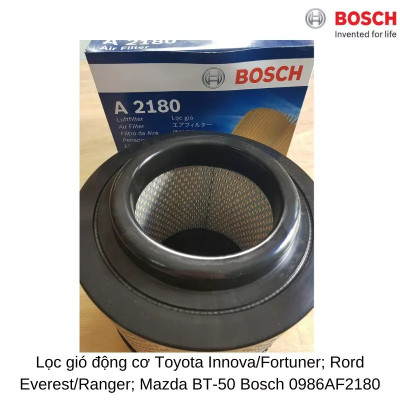 Lọc gió động cơ BOSCH A2180 Toyota Innova/Fortuner; Rord Everest/Ranger; Mazda BT-50; 0986AF2180