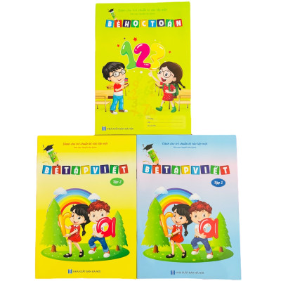 Sách-Combo 3 cuốn sách: Bé học Toán, Bé tập Viết quyển 1,2 dành cho bé Tự tin vào lớp 1