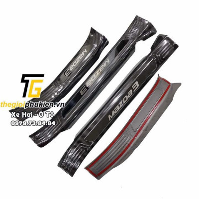 Bộ Ốp bậc cửa, Nẹp bước chân Mazda 3 2015-2019 vân Carbon