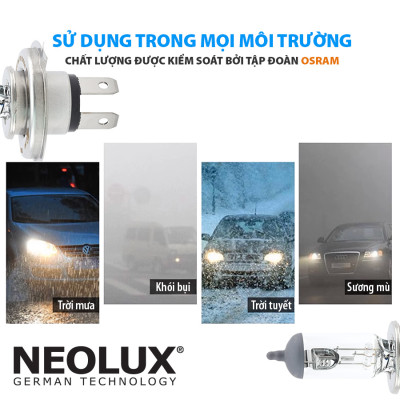 Combo 2 Bóng Đèn Halogen Tăng Sáng 130% OSRAM NEOLUX Dùng Cho Xe Ô Tô Xe Máy Chân H1 H4 H7 - Nhập Khẩu Chính Hãng