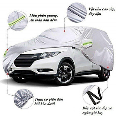 Bạt phủ trùm xe ô tô vải dù Oxford tráng bạc 3 lớp cao cấp chống xước, chống nắng, chống cháy cho ô tô, dày dặn bóng mịn