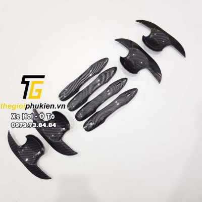Bộ ốp tay nắm cửa, hõm cửa xe Toyota Corolla Cross 2020 vân Carbon