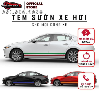 Combo 3 mét Decal Tem Sườn Xe Ô Tô chọn mẫu Mẫu Cờ Đức, Pháp, Italy, Performance, Decal Dán Sườn Xe Ô Tô Đẹp Nhất