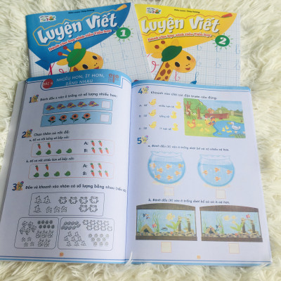 Sách- Combo 4 cuốn sách: Luyện viết 1, Luyện viết 2, Toán, Luyện đọc Tiền Tiểu Học (Hành trang cho bé vào lớp 1)