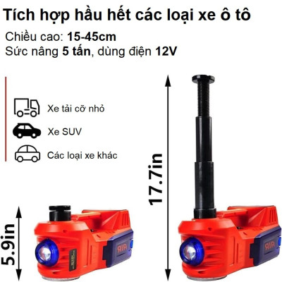 Bộ nâng kích gầm điện kiêm máy bơm lốp và máy siết ốc ô tô đa năng 3 trong 1 ROGTZ TY-004 Tải trọng 5 tấn - Hàng Nhập Khẩu