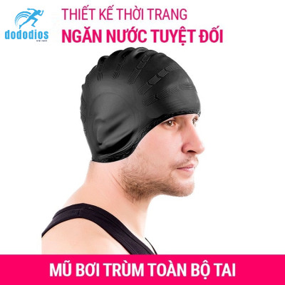 Nón bơi, Mũ bơi TRÙM TAI, chất liệu silicone đàn hồi, thiết kế thời trang cao cấp CA33 dododios Collection - Hàng Chính hãng dododios