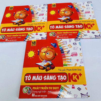 Sách- Tô màu Sáng Tạo IQ k+ 18 chủ đề dày 100 trang giúp bé Phát triển Tư Duy (Song ngữ Việt Anh)