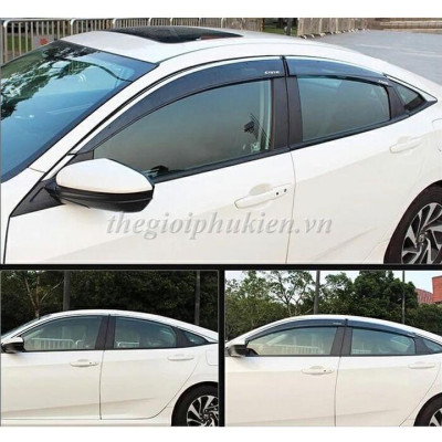 Bộ vè che mưa Honda Civic 2016-2019 chỉ mạ Crom cao cấp