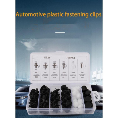 Bộ 100 ốc vít Ô Tô Kẹp Nhựa Tự Động Gắn Cửa Pin Loại Bỏ Bình Giữ Nhiệt Đinh Tán Ốc Vít dành cho thợ sửa xe tại nhà HE26